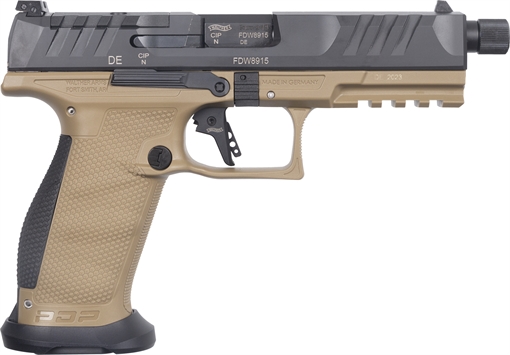 Picture of Walther PDP Pro, Striker Fired, Semi-automatic, Polymer Frame Pistol, Full Size, 9MM, 5.1" Threaded Barrel, Matte Finish, Black Slide, Flat Dark Earth Frame, Adjustable Rear Sight, Optics Ready, 18 Rounds, 3 Magazines 2876582