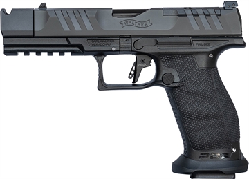 Picture of Walther PDP PRO-X, Semi-automatic, Striker Fired, Polymer Frame Pistol, Full Size, 9MM, 4.6" Barrel, 1/2x28 Threaded, Tenifer Finish, Black, Adjustable Sights, Optics Ready, 10 Rounds, Includes Parker Mountain Machine Compensator 4796035