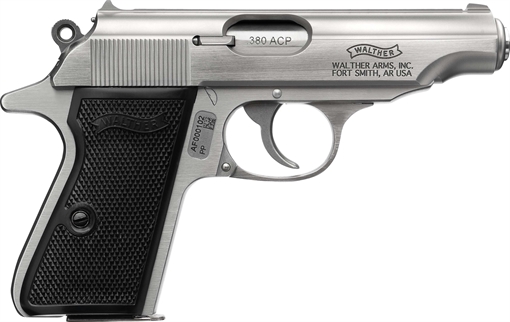 Picture of Walther Arms PP 380 ACP 7+1 3.90" Stainless Steel Barrel, Stainless Serrated Steel Slide, Stainless Aluminum Frame w/Beavertail, Textured Polymer Grip 4796027
