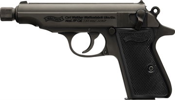 Picture of Walther PP SD, Semi-automatic, Double Action/Single Action, Metal Frame Pistol, Compact, 32 ACP, 3.9" Barrel, Threaded 1/2X28, Matte Finish, Black, Fixed Sights, 8 Round, 2 Magazines 4796063