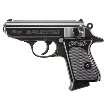 Picture of Walther Arms PPK 380 ACP 6+1 3.30" Black Steel Barrel, Black Serrated Zinc Alloy Slide, Black Aluminum Frame w/Beavertail, Black Polymer Grip, Manual Thumb Safety 4796002