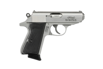 Picture of Walther Arms PPK/S 32 ACP 7+1 3.30" Stainless Steel Barrel, Matte Stainless Serrated Steel Slide, Stainless Aluminum Frame w/Beavertail, Black Checkered Polymer 4796022