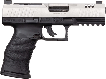 Picture of Walther WMP, Semi-automatic, Double Action Only, Polymer Frame Pistol, 22 Winchester Magnum, 4.5" Barrel, Matte Finish, Black and Silver, 3 Dot Adjustable Sights, Optics Ready, 15 Rounds, 2 Magazines, Includes 3 Optic Plates 5220306