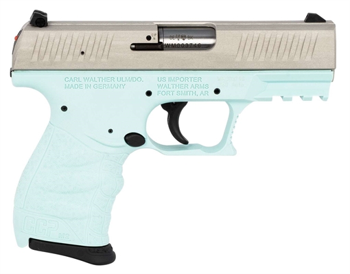 Picture of WALTHER CCP M2 HGA 9MM 3.54IN BBL FS ANGEL BLUE STAINLESS 2 8RD MAGS 5080512