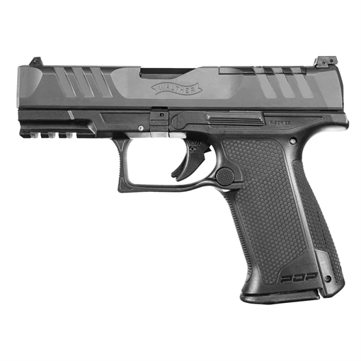Picture of Walther Arms PDP F-Series 9mm Luger 15+1 4" Black Steel Barrel, Black Optic Ready/Serrated Slide, Black Polymer Frame w/Picatinny Rail, Black Performance Duty Texture Grips, Ambidextrous 2842734