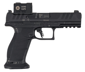 Picture of Walther Arms PDP w/Optic Full Size Frame 9mm Luger 18+1 4.50" Polygonal Rifling Barrel Black Optic Ready/Serrated Steel Slide Black Polymer Frame w/Picatinny Rail, Aimpoint Acro Red Dot 2881225PRO