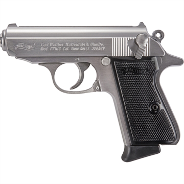 Picture of Walther Arms PPK/S 380 ACP 7+1 3.30" Stainless Steel Barrel, Stainless Steel Serrated Zinc Alloy Slide, Stainless Aluminum Frame w/Beavertail, Black Polymer Grip, Manual Thumb Safety 4796004