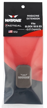 Picture of Warne Magazine Extension made of 6061-T6 Aluminum with Hardcoat Anodized Flat Dark Earth Finish for Glock 19, 23 Magazines (Adds 3rds 9mm Luger, 2rds 40 S&W) MEG1932DE