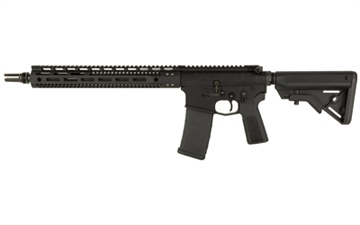 Picture of WATCHTOWER Firearms Type 15, Semi-automatic Rifle, AR, 556 NATO, 14.5" Barrel with Pinned Silencer Co ASR Muzzle Device (16" OAL), Anodized Finish, Black, Mid Length Gas System, 13.7" Free Float M-LOK Handguard, Hiperfire EDT2 Heavy Gunner Trigger, B5 Stock and Grip, 30 Rounds, 1 Magazine T15-556-14-ASR-BLK