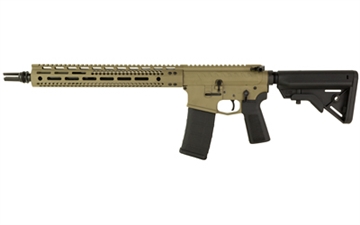 Picture of WATCHTOWER Firearms Type 15, Semi-automatic Rifle, AR, 556 NATO, 14.5" Barrel with Pinned Silencer Co ASR Muzzle Device (16" OAL), Cerakote Finish, Flat Dark Earth, Mid Length Gas System, 13.7" Free Float M-LOK Handguard, Hiperfire EDT2 Heavy Gunner Trigger, B5 Stock and Grip, 30 Rounds, 1 Magazine T15-556-14-ASR-FDE