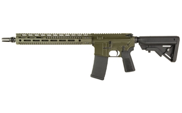 Picture of WATCHTOWER Firearms 15M, Semi-automatic Rifle, AR, 556 NATO, 14.5" Barrel with Pinned Silencer Co ASR Muzzle Device (16" OAL), Cerakote Finish, Olive Drab Green, Mid Length Gas System, 13.7" Free Float M-LOK Handguard, B5 Stock and Grip, 30 Rounds, 1 Magazine T15M-556-14-ASR-ODG