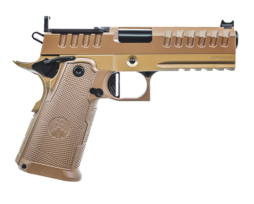Picture of Watchtower Firearms Apache Commander Frame 9mm Luger 15+1 4.25" Threaded Barrel Steel Slide Flat Dark Earth PVD APACHE9MMCMNDRFDE