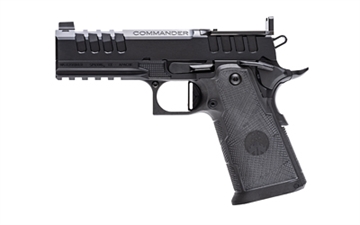 Picture of WATCHTOWER Firearms Tactical Commander, Semi-automatic, 1911, Aluminum Frame Pistol, Commander Size, 9MM, 4.25" Barrel, Nitride Finish, Black, Kevlar and Carbon Fiber Composite Grips, Green Tritium Front Sight, Optic Ready, RMR Footprint, 17 Rounds, 3 Magazines CMNDR-9MM-SI-BLK CMNDR9MMSIBLK