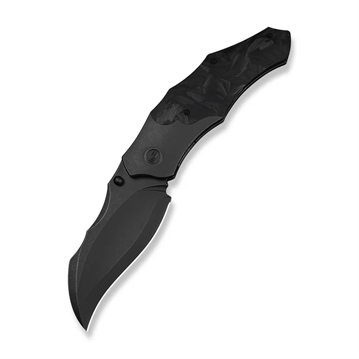 Picture of We Knife Orc Boss Thumb Stud Knife Black Titanium Handle With Shredded Carbon Fiber Inlay (3.82"" Black Stonewashed CPM 20CV Blade) WE-WE24042-1 724065715012