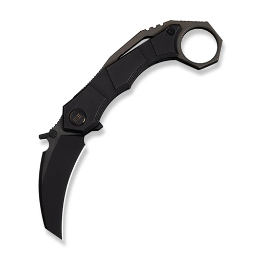 Picture of We Knife Tayra Flipper Knife Black Titanium Handle Bronze Titanium Integral Backspacer & Finger Ring WE-WE24069-1 724065715043