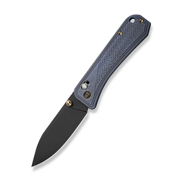 Picture of We Knife WEKNIFE Bougie Banter Thumb Stud & Crossbar Lock Knife Upscale Art Deco Styling On Blue Titanium Handle (2.91"" Black Stonewashed CPM S45VN Blade) WE24009-1