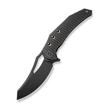 Picture of We Knife WEKNIFE Epaulette Flipper & Thumb Hole Knife Diamond Patterned Black Titanium Handle (3.45"" Black Stonewashed Bohler M390 Blade)     WE24024-1