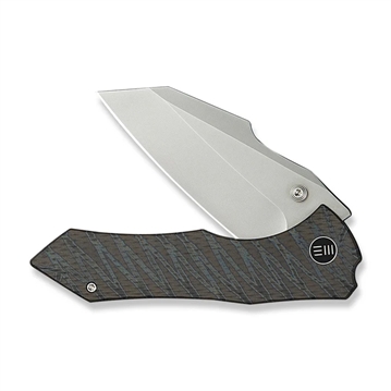 Picture of We Knife WEKNIFE High-Fin XL Thumb Stud Knife Diamond & Tiger Stripe Patterned Flamed Titanium Handle (3.48"" Polished Bead Blasted CPM 20CV Blade)     WE24010-4