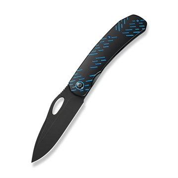 Picture of We Knife WEKNIFE Inmate Front Flipper & Thumb Hole Knife Black Titanium Handle With Blue Raindrops (3.7"" Black Stonewashed CPM 20CV Blade)    WE23096B-2