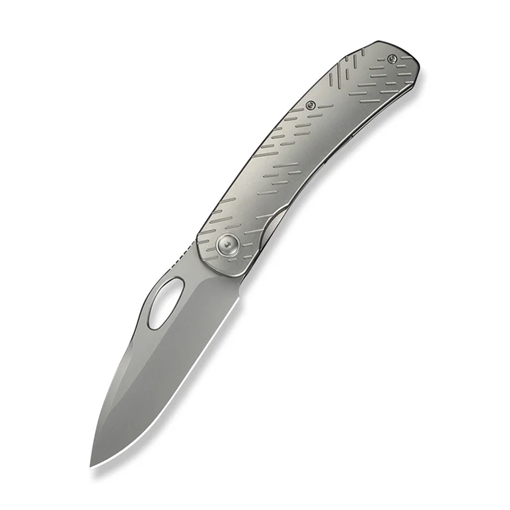 Picture of We Knife WEKNIFE Inmate Front Flipper & Thumb Hole Knife Gray Titanium Handle & Raindrops (3.7"" Stonewashed CPM 20CV Blade)    WE23096B-1