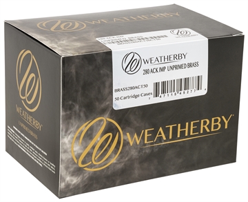 Picture of Weatherby Unprimed Brass Rifle Cartridge Cases 280 ACKLEY IMPROVED 50/ct BRASS280ACT50