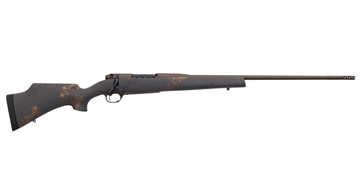 Picture of Weatherby Mark V Camilla Ultra Lightweight Compact 243 Win 4+1 22" Barrel, Midnight Bronze Cerakote Metal Finish, Black with Smoke/Gold Sponge Accents Monte Carlo Stock MCU03N243NR4B