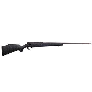 Picture of Weatherby Mark V Accumark 6.5 Creedmoor 4+1 24" Barrel, Graphite Black Cerakote Metal Finish, Gray Webbed Black Fixed Monte Carlo Stock MAM01N65CMR6B