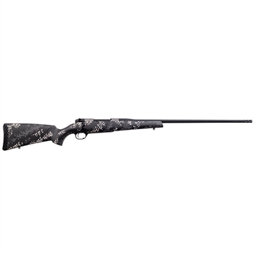 Picture of Weatherby Mark V, Backcountry 2.0 Ti, Bolt Action Rifle, 280Ackley Improved, 24" Fluted Titanium Barrel, Threaded 1/2x28, #1 Contour, Cerakoted Finish, Graphite Black, Grey and White Sponge Accents, Exposed Carbon Fiber Stock, Muzzle Brake, 4 Rounds, Right Hand MBT20N280AR6B