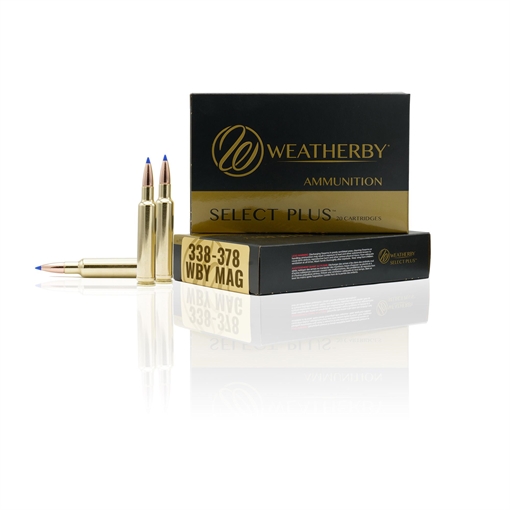 Picture of Weatherby Select Plus Rifle Ammunition 338-378 Wby Mag 262 gr Hammer Custom 3500 fps 20/ct M333262HCB