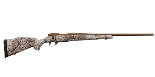 Picture of Weatherby Vanguard Badlands 22-250 Rem 5+1 24" Burnt Bronze Cerakote #2 Threaded Barrel, Drilled & Tapped Steel Receiver, Badlands Approach Camo Monte Carlo w/Raised Comb Synthetic Stock VAP222RR4T