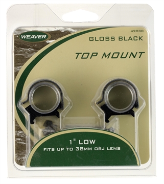 Picture of Weaver Detachable Top Mount Aluminum Scope Rings 1" Low - Gloss Black 0766838 49030