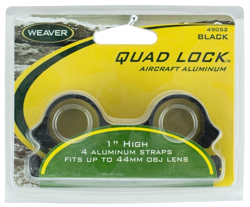 Picture of Weaver Mounts Quad Lock Detachable Rings Black 1" High 49052