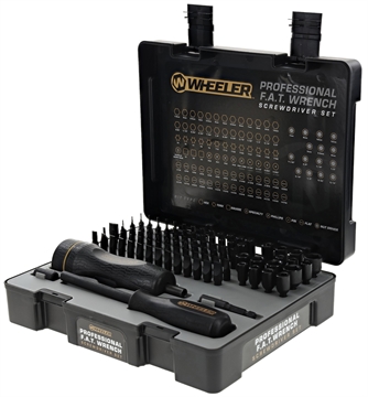 Picture of Wheeler FAT Wrench Driver Set, Includes FAT Wrench, Bit Driver, 98 Bits and Case, Black 4001004
