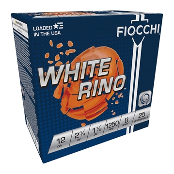 Picture of Fiocchi Exacta Target White Rino Target 12Gauge 2.75" 1 1/8oz 8Shot 25 Per Box/10 Case 12WRNO8