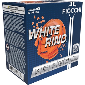 Picture of Fiocchi Exacta Target White Rino Target 12Gauge 2.75" 1 1/8oz 7.5Shot 25 Per Box/10 Case 12WRNO75