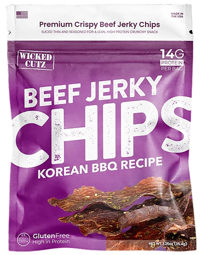 Picture of Wicked Cutz WCBC01KB Korean BBQ Beef Jerky Chips 8 Pack