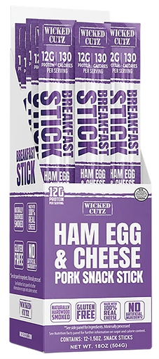 Picture of Wicked Cutz WCBR12HEC Ham Egg & Cheese Breakfast Sticks  12 Pack