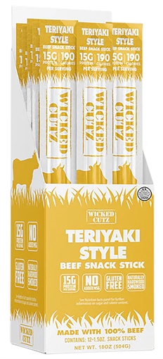 Picture of Wicked Cutz WCBS12TY Teriyaki Beef Sticks 12 Pack