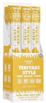 Picture of Wicked Cutz WCBS12TY Teriyaki Beef Sticks 12 Pack