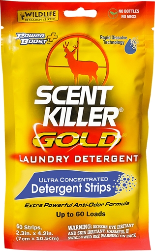 Picture of Wildlife Research Scent Killer Gold Laundry Detergent Strips Odor Eliminator Odorless Scent 60 Pack 1285
