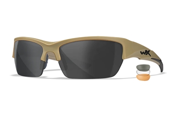 Picture of Wiley X Valor Medium Smoke Gray/Clear/Light Rust Lens Polycarbonate Matte Tan Frame CHVAL06T