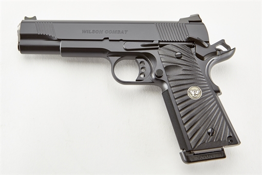 Picture of Wilson Combat 1911 CQB Full Size Frame 9mm Luger 10+1 5" Match Grade Barrel, Black Serrated Carbon Steel Slide, Black Armor-Tuff Carbon Steel Frame w/Beavertail, Black G10 Starburst Grip CQBFS9