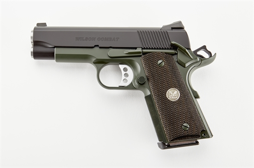Picture of Wilson Combat CQB *CA Compliant Compact Frame 45 ACP 8+1 4" Stainless Match Grade Barrel, Carbon Steel Steel Frame w/Beavertail, Diamond Wood Grip WCQBCTACA