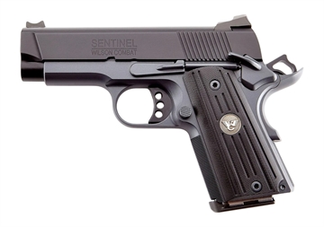 Picture of Wilson Combat SENSE9 eXperior Sentinel Sub-Compact Frame 9mm Luger 8+1 3.60" Stainless Match Grade Barrel, Black Armor-Tuff Carbon Steel Serrated Slide, Gray Armor-Tuff Steel Frame w/Beavertail, Black