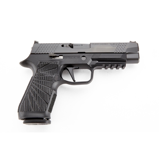 Picture of Wilson Combat P320 9mm Luger 17+1 4.70" Chrome Moly Barrel, Black DLC Serrated Stainless Steel Slide, Black Polymer Frame w/Picatinny Rail, Black Polymer Grip SIGWCP320F9B