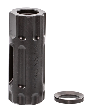 Picture of Wilson Combat TRQCOMP1/2X28 Q-Comp Muzzle Brake Black Melonite QPQ Steel with 1/2"-28 tpi Threads, 2.20" OAL & .875" Diameter for 5.56x45mm NATO AR-Platform TRQCOMP12X28
