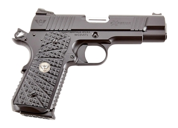 Picture of Wilson Combat XPCOMCP9 eXperior Commander Compact 9mm Luger 10+1 4.25" Stainless Match Grade Barrel, Black Armor-Tuff Carbon Steel Serrated Slide & Frame w/Beavertail, Black G10 TRAK Grip