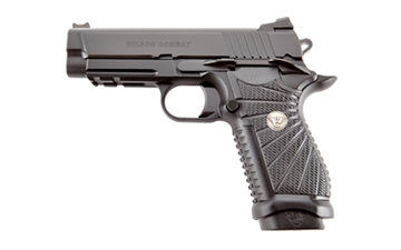 Picture of Wilson Combat EXPERIOR, Single Action Only, Semi-automatic, Metal Frame Pistol, Compact, 9MM, 4" Barrel, Aluminum Frame, Armor Tuff Finish, Black, G10 Aggressive Starburst Grips, Fiber Optic Front Sight and Rear Battlesight, Thumb Safety, Lightrail Frame, 15 Rounds, (2) 849 15-Round Magazines XPD-CPR-9