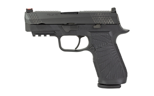 Picture of Wilson Combat Wilson Combat P320 Carry, Semi-automatic, Striker Fired, Carry, Polymer Frame Pistol, 9MM, 3.9" Barrel, DLC Finish, Black, Curved Trigger, Fiber Optic Front Sight, 17 Rounds, 2 Magazines SIG-WCP320C-9BATC