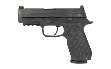 Picture of Wilson Combat Wilson Combat P320 Carry, Semi-automatic, Striker Fired, Carry, Polymer Frame Pistol, 9MM, 3.9" Barrel, DLC Finish, Black, Curved Trigger, Fiber Optic Front Sight, 17 Rounds, 2 Magazines SIG-WCP320C-9BATC